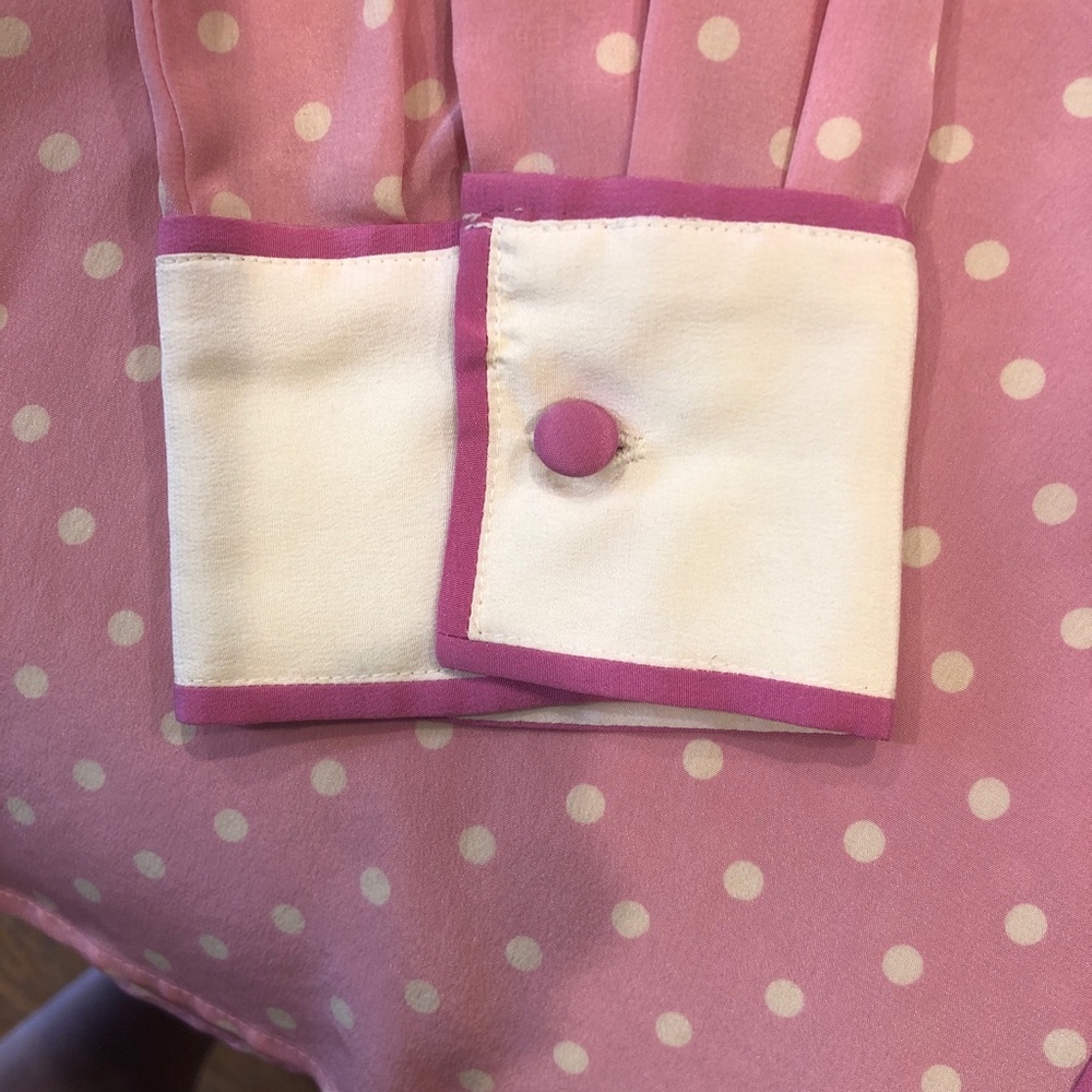 Bob Mackie Pink Polka Dot Embroidered Silk Blouse - Picture 10 of 15
